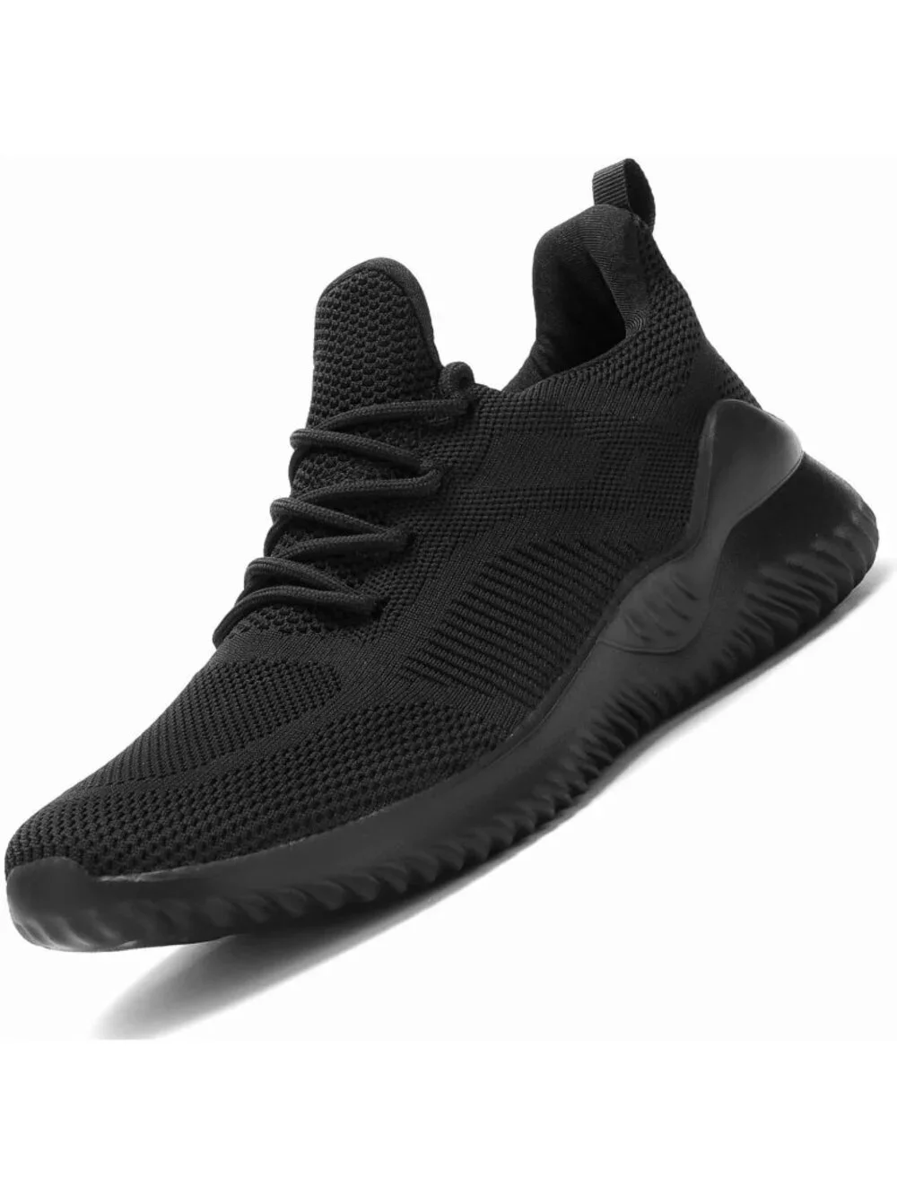 Men's Black Non Slip Running Shoes Ultra Light Breathable Casual Walking Shoes